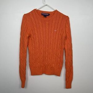 Vineyard Vines Cable Knit Pullover Sweater Orange Women's Size Small